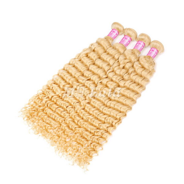 #613 Blonde Color Virgin Human Hair Deep Wave Bundles - Image 4